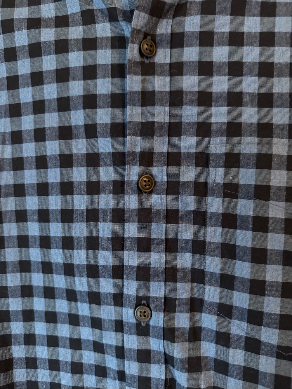American Eagle Men's Blue and Black Check Button-Down Shirt - Picture 5 of 6